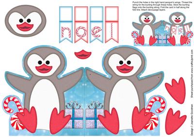 Bunting Christmas Penguin - Noel Card