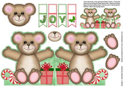Bunting Christmas Teddy - Holly Joy Card