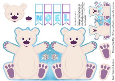 Bunting Christmas Polar Bear - Noel Card