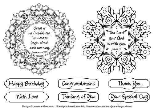 Doily Bible Verse Colouring Cards - Set 10