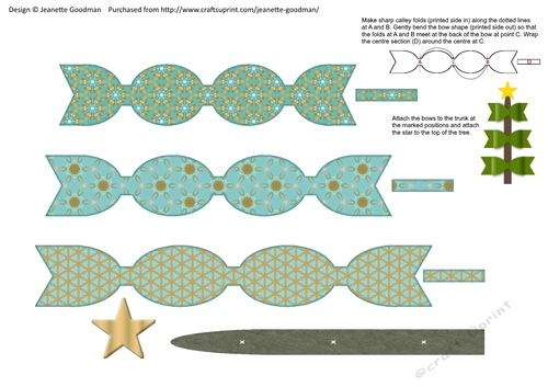 Bow Christmas Tree – Aqua and Gold 1