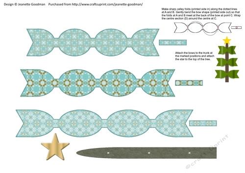 Bow Christmas Tree – Aqua and Gold 3