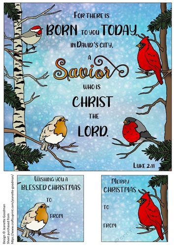 A Savior is born Luke 2-11 Christmas card and tags