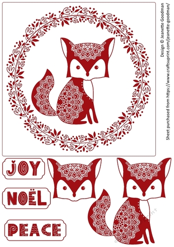 Scandinavian Christmas Card - Fox in Wreath (Red)