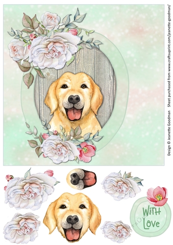 Lovely Labrador with Roses Printable Card 