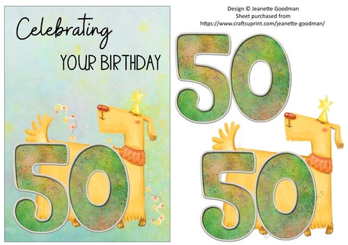 Printable Funny Dog 50th Birthday Card