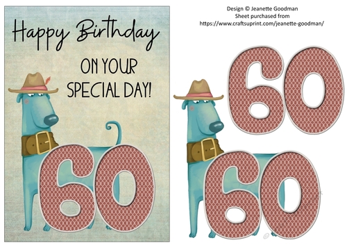 Printable Funny Dog 60th Birthday Card