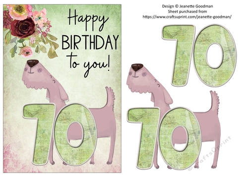 Printable Funny Dog 70th Birthday Card