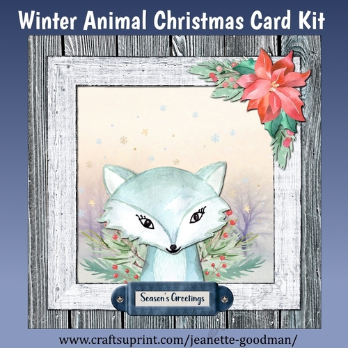 Printable Winter Arctic Fox Christmas Card Kit