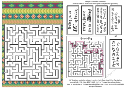 Fun Printable A5 Tribal Maze Puzzle Card Easy1