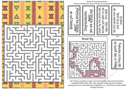 Fun Printable A5 Tribal Maze Puzzle Card Easy3