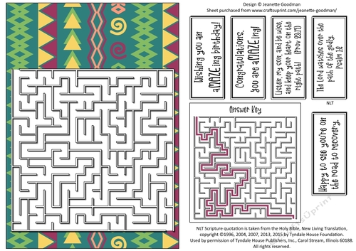 Fun Printable A5 Tribal Maze Puzzle Card Easy4