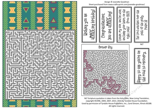 Fun Printable A5 Tribal Maze Puzzle Card Hard1