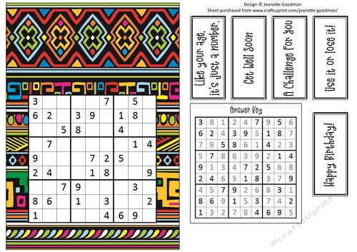 Fun Printable A5 Tribal Sudoku Puzzle Card Easy4