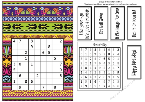 Fun Printable A5 Tribal Sudoku Puzzle Card Medium1
