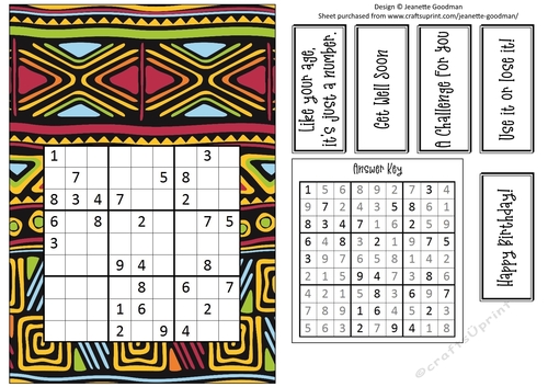 Fun Printable A5 Tribal Sudoku Puzzle Card Medium2