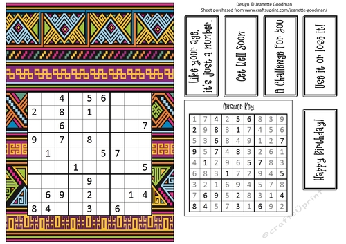 Fun Printable A5 Tribal Sudoku Puzzle Card Medium3
