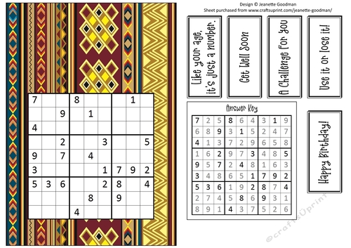 Fun Printable A5 Tribal Sudoku Puzzle Card Medium4