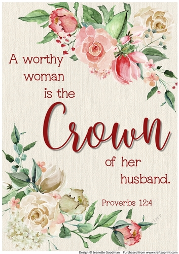Floral Bible Verse Wall Art – Proverbs 12:4