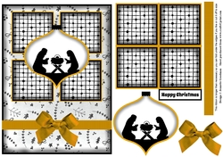 Christmas Decoration Nativity Silhouette 4 Square Card Gold