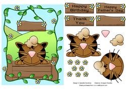 Curious Cat Decoupage Card