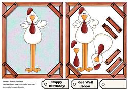 Long Legged Hen in Wooden Frame
