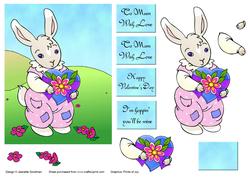 Sweet Rabbit with Blue Heart Card
