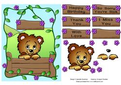 Curious Teddy Decoupage Card