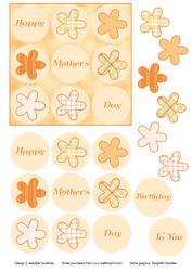 9 Apricot Flowers in a Square Card