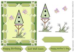 Bird House and Flowers