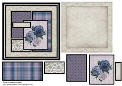 Vintage Lace and Fabric Purple Rose Square Panel Card
