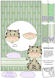 Cute Kitty Cat Bunting Card 2