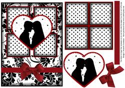 Engagement Silhouette 4 Square Red Heart Card 2