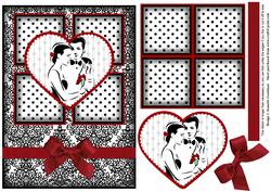 Engagement Silhouette 4 Square Red Heart Card 3