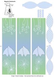 Flower and Bow Magnetic Bookmarks - Blue and Green
