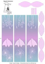 Flower and Bow Magnetic Bookmarks - Pink and Blue