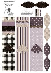 Oxford Beige and Mauve Bow Magnetic Bookmarks