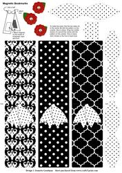 Black and White Spotty Dotty Bow Magnetic Bookmarks