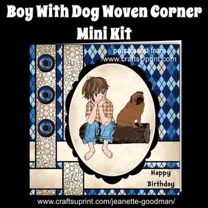 Boy with Dog Woven Corner Card Mini Kit