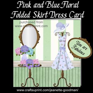 Pink and Blue Floral Folded Skirt Dress Card