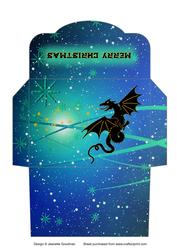 Christmas Dragon Money Wallet Blue Swirls