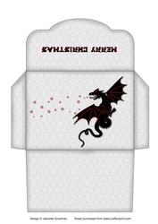 Christmas Dragon Money Wallet Black and White