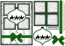 Christmas Decoration Wise Men Silhouette 4 Square Card
