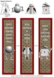 Robot Valentine's Day Magnetic Bookmarks