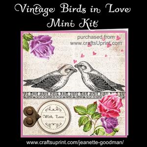 Vintage Birds in Love Kit - Pink and Purple Roses