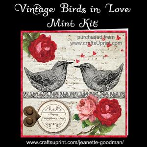Vintage Birds in Love Kit ? Pink and Red Roses