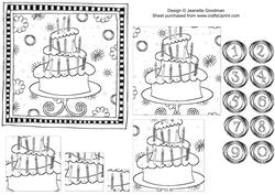 Black and White Doodle Birthday Cake Pyramage