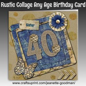 Rustic Collage Any Age Birthday Card Mini Kit