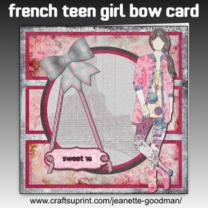 French Teen Girl Bow Card Kit