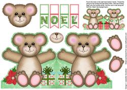 Bunting Christmas Teddy - Holly Noel Card